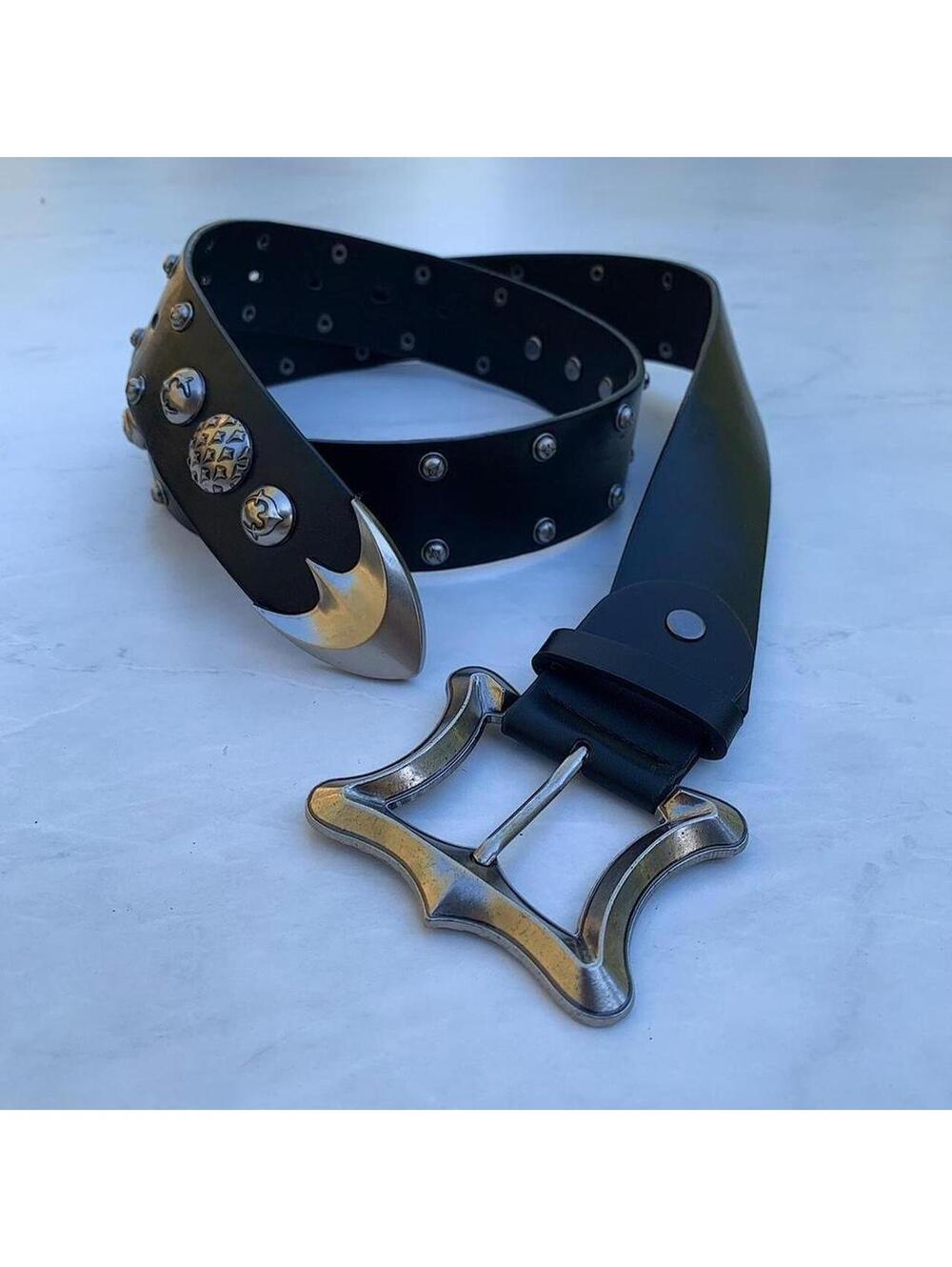Y2k Cyber Grunge style Black Gothic Belt. Cool grunge style nice square belt